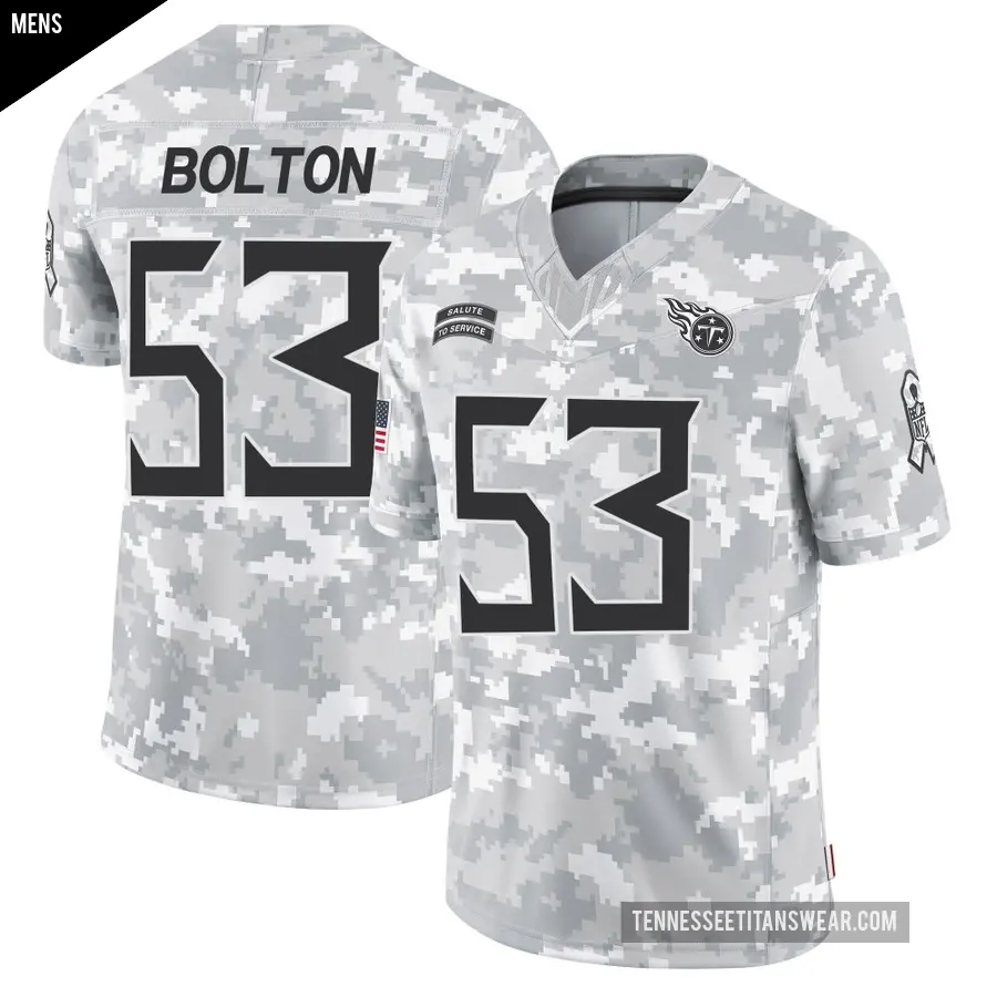 Men's Tennessee Titans ＃53 Curtis Bolton III Arctic Camo Limited 2024 Salute to Service Jersey