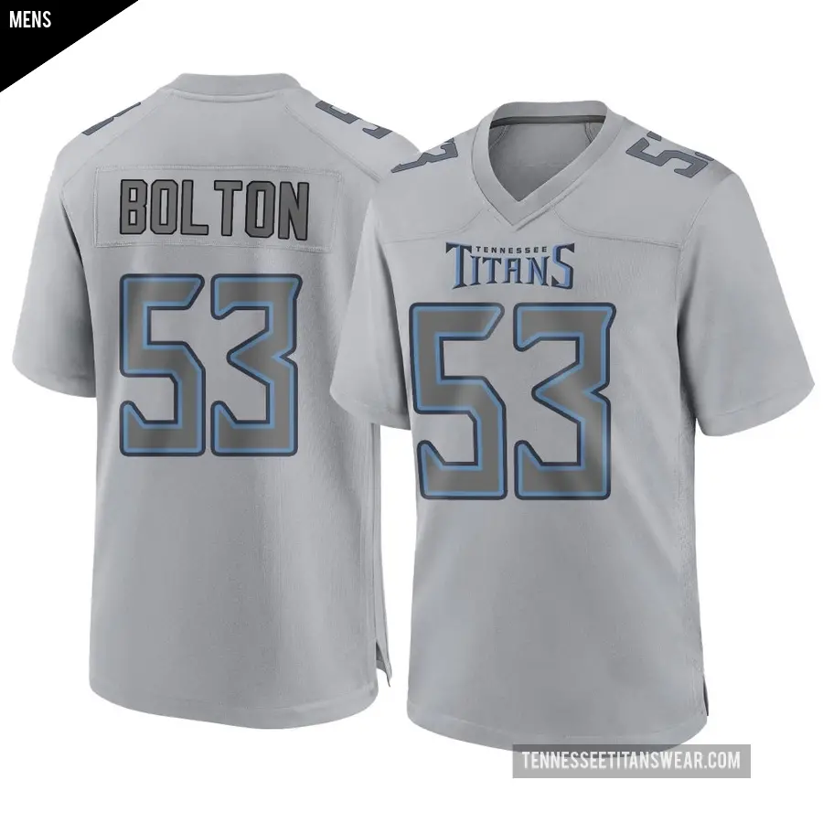 Men's Tennessee Titans ＃53 Curtis Bolton III Gray Game Atmosphere Fashion Jersey