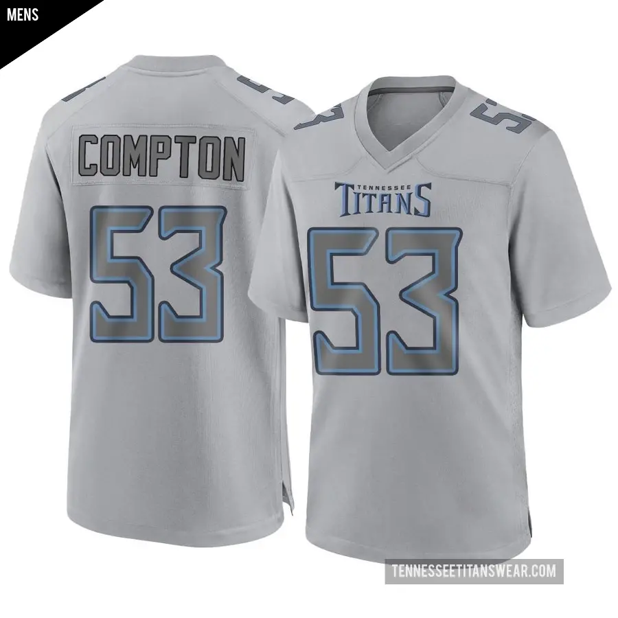Men's Tennessee Titans ＃53 Will Compton Gray Game Atmosphere Fashion Jersey