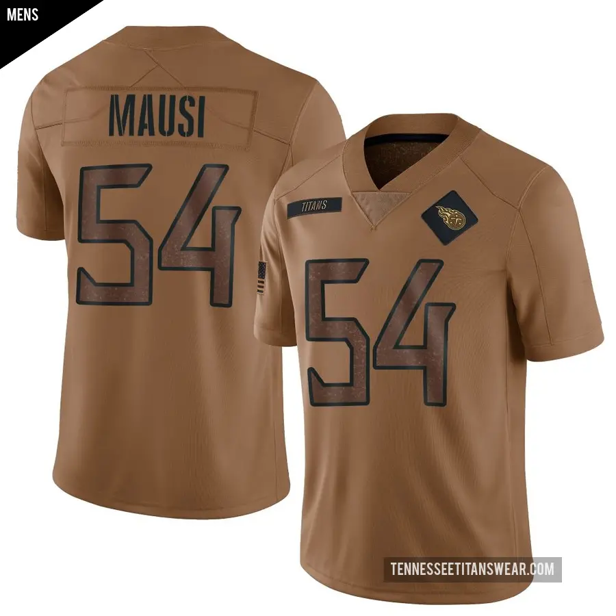 Men's Tennessee Titans ＃54 Dorian Mausi Brown Limited 2023 Salute To Service Jersey