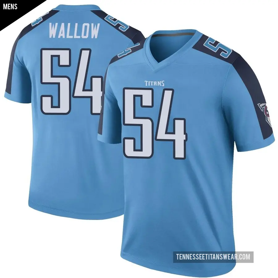 Men's Tennessee Titans ＃54 Garret Wallow Light Blue Legend Color Rush Jersey