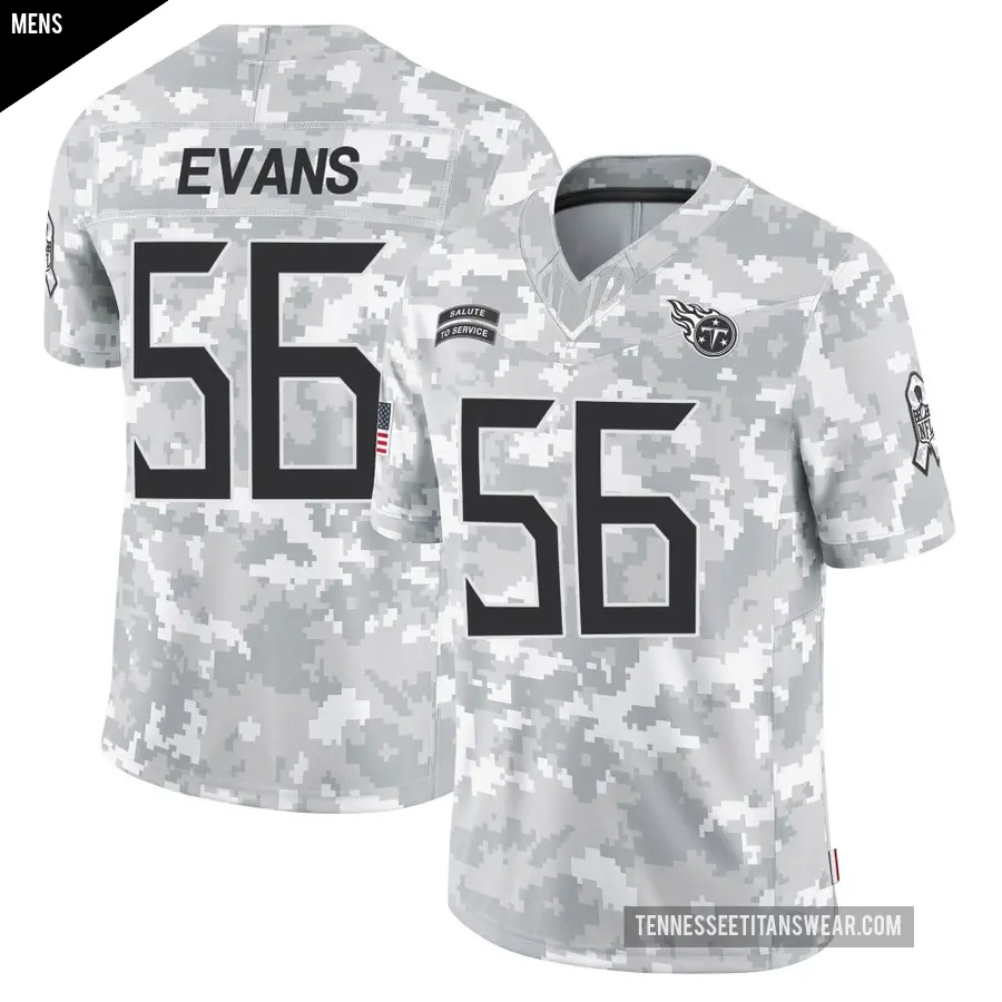 Men's Tennessee Titans ＃56 Desmond Evans Arctic Camo Limited 2024 Salute to Service Jersey