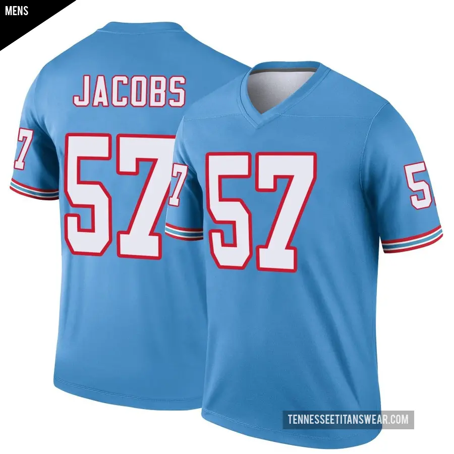 Men's Tennessee Titans ＃57 Curtis Jacobs Light Blue Legend Oilers Throwback Jersey