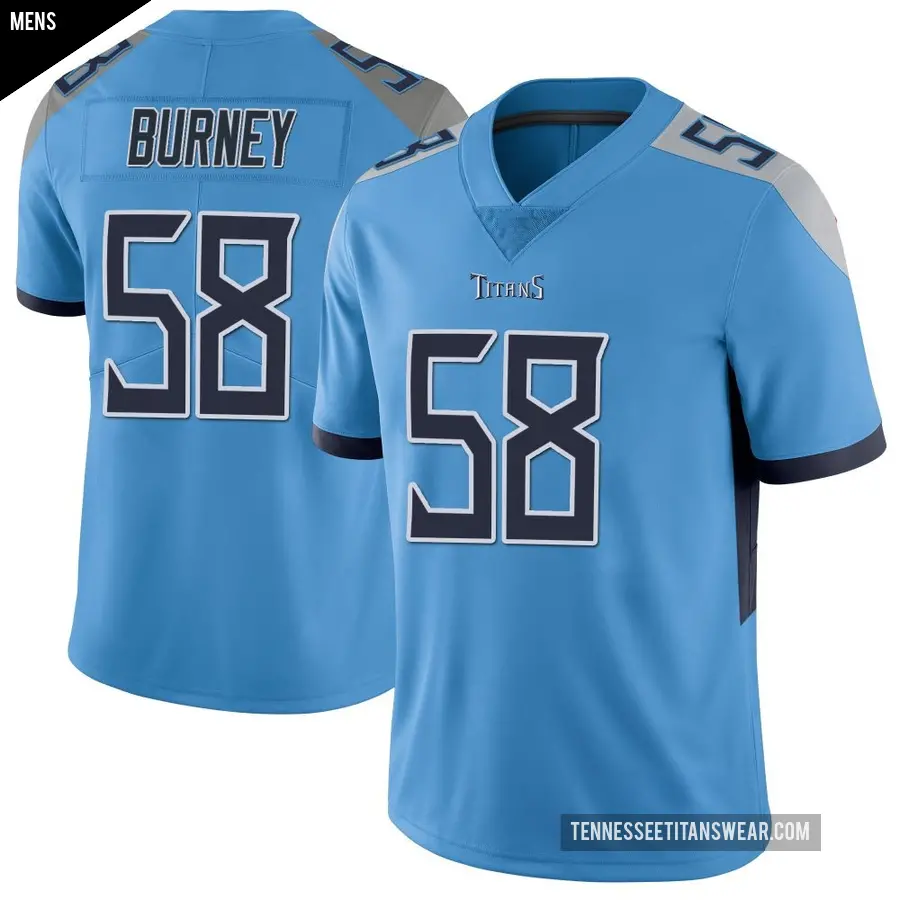 Men's Tennessee Titans ＃58 Amari Burney Light Blue Limited Vapor Untouchable Jersey