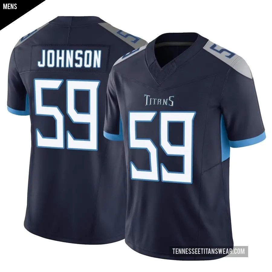 Men's Tennessee Titans ＃59 Kyron Johnson Navy Limited Vapor F.U.S.E. Jersey