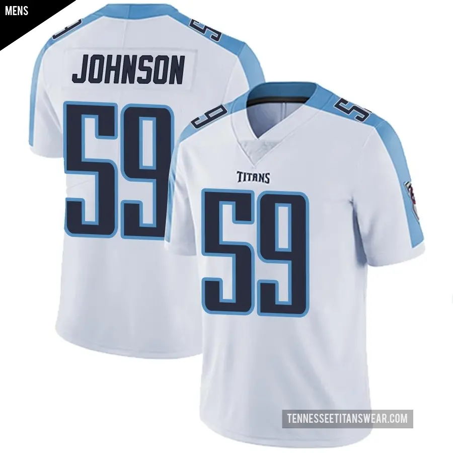 Men's Tennessee Titans ＃59 Kyron Johnson White Limited Vapor Untouchable Jersey