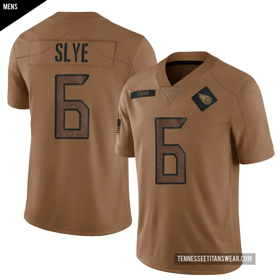 Men's Tennessee Titans ＃6 Joey Slye Brown Limited 2023 Salute To Service Jersey