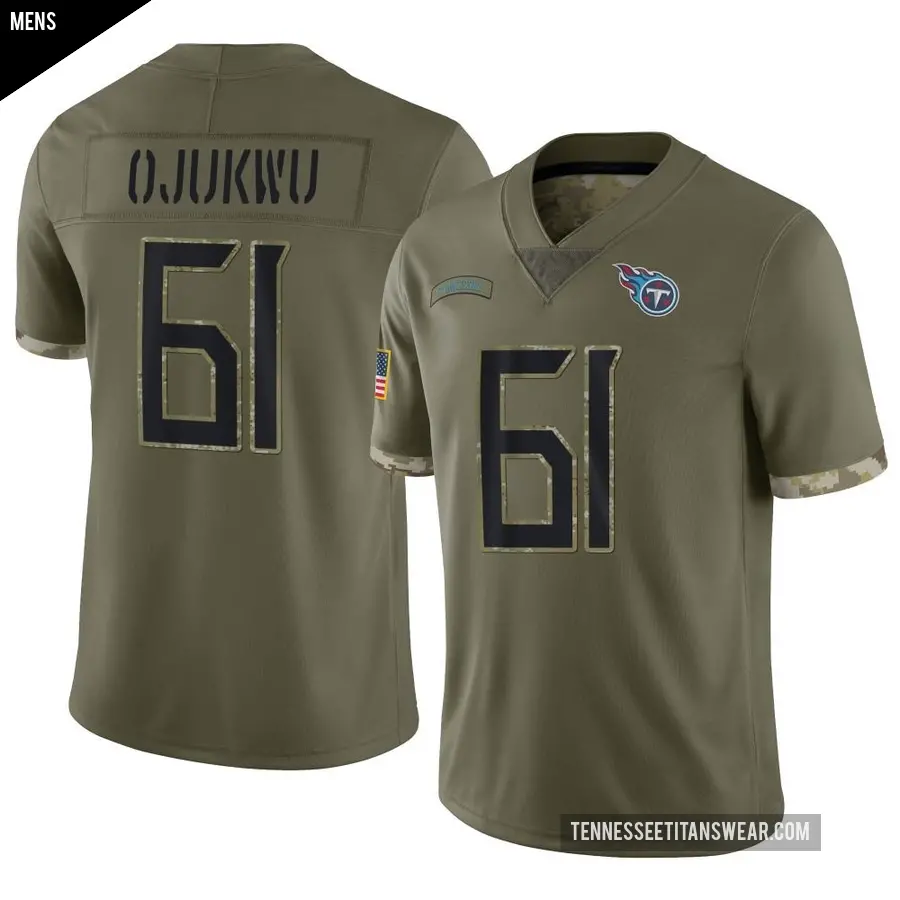 Men's Tennessee Titans ＃61 John Ojukwu Olive Limited 2022 Salute To Service Jersey