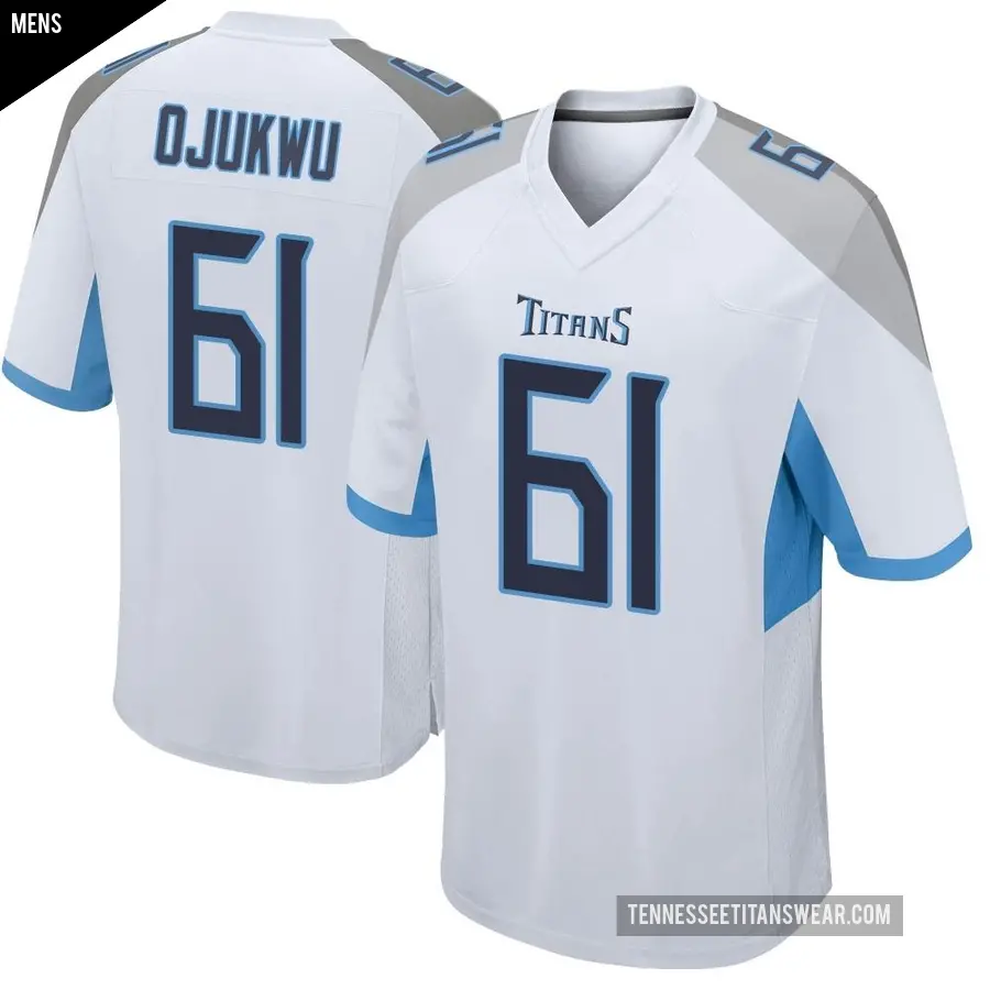Men's Tennessee Titans ＃61 John Ojukwu White Game Jersey