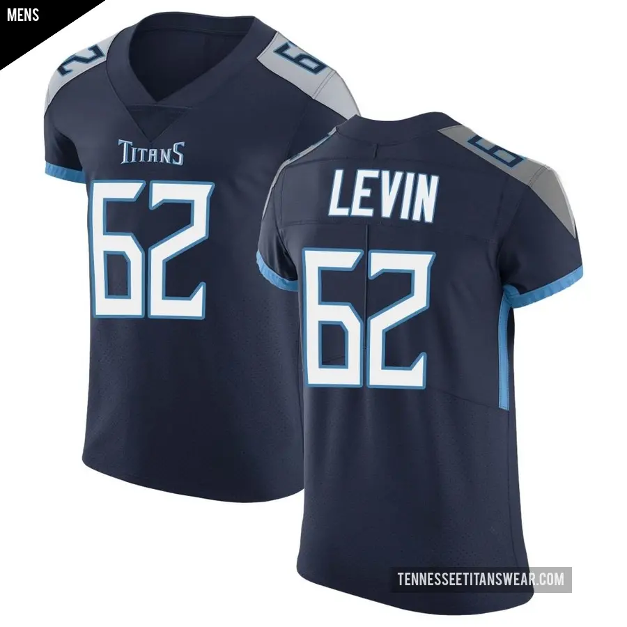 Men&#039;s Tennessee Titans &#65283;62 Corey Levin Navy Elite Vapor Untouchable Jersey