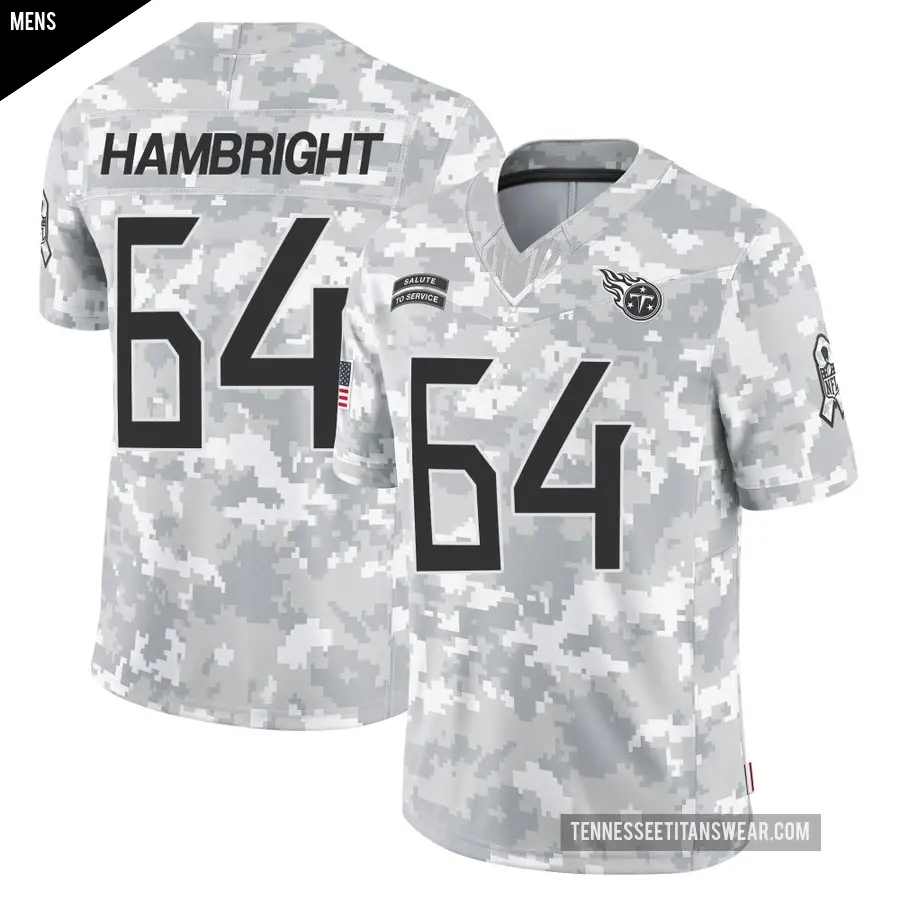 Men's Tennessee Titans ＃64 Arlington Hambright Arctic Camo Limited 2024 Salute to Service Jersey