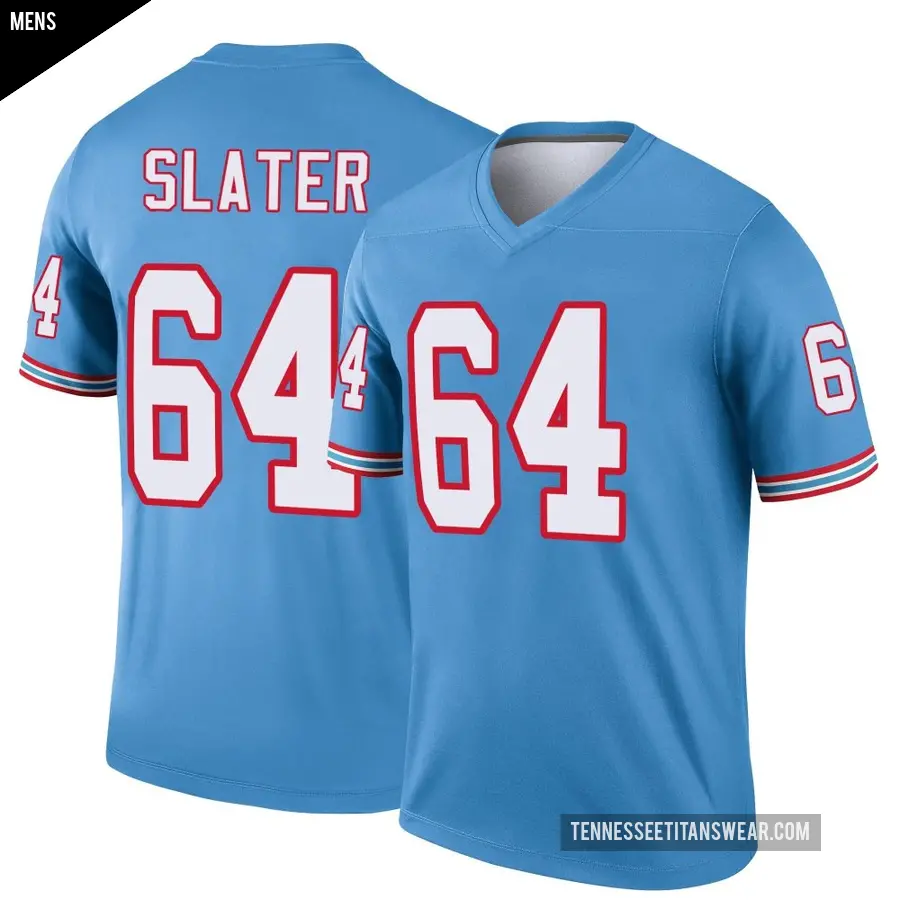 Men's Tennessee Titans ＃64 Jackson Slater Light Blue Legend Oilers Throwback Jersey