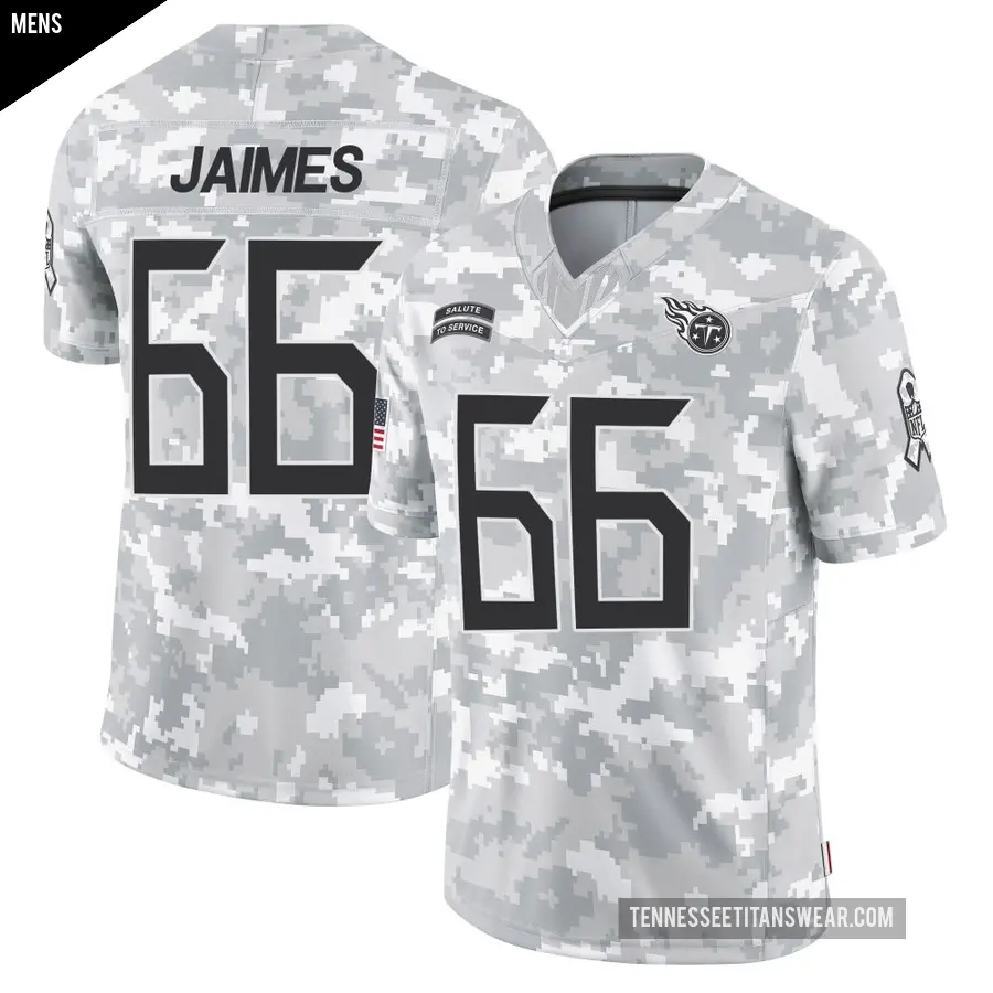 Men's Tennessee Titans ＃66 Brenden Jaimes Arctic Camo Limited 2024 Salute to Service Jersey