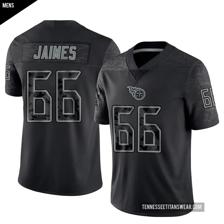 Men's Tennessee Titans ＃66 Brenden Jaimes Black Limited Reflective Jersey
