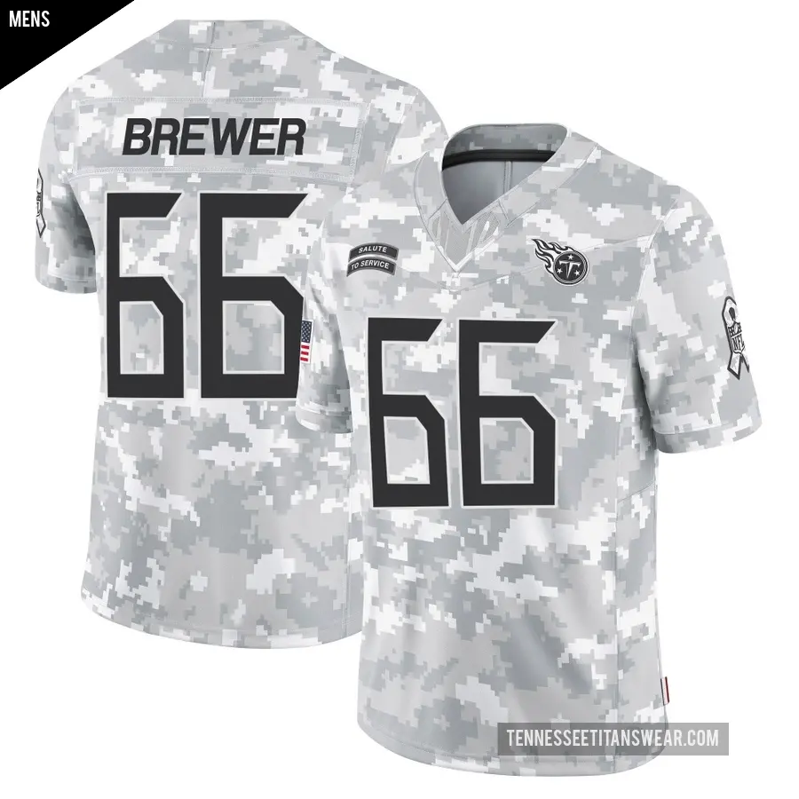 Men's Tennessee Titans ＃66 Chandler Brewer Arctic Camo Limited 2024 Salute to Service Jersey