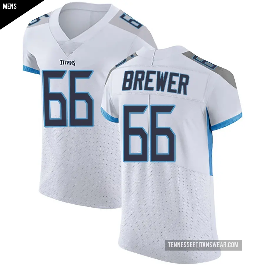 Men's Tennessee Titans ＃66 Chandler Brewer White Elite Vapor Untouchable Jersey