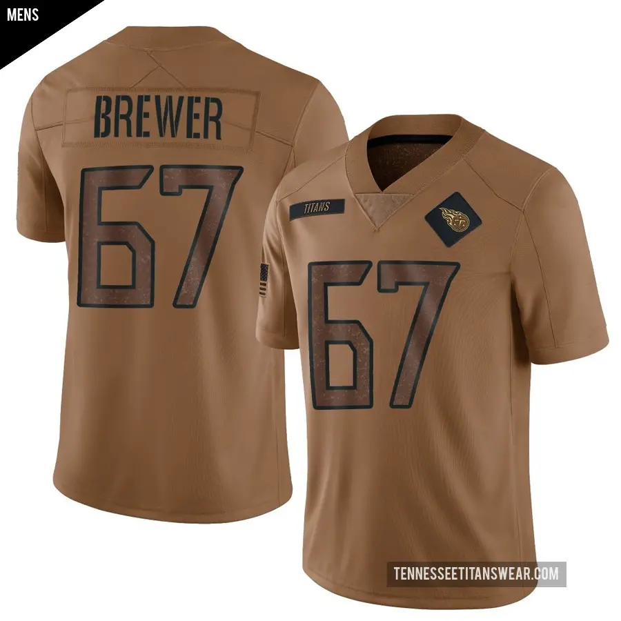 Men's Tennessee Titans ＃67 Chandler Brewer Brown Limited 2023 Salute To Service Jersey