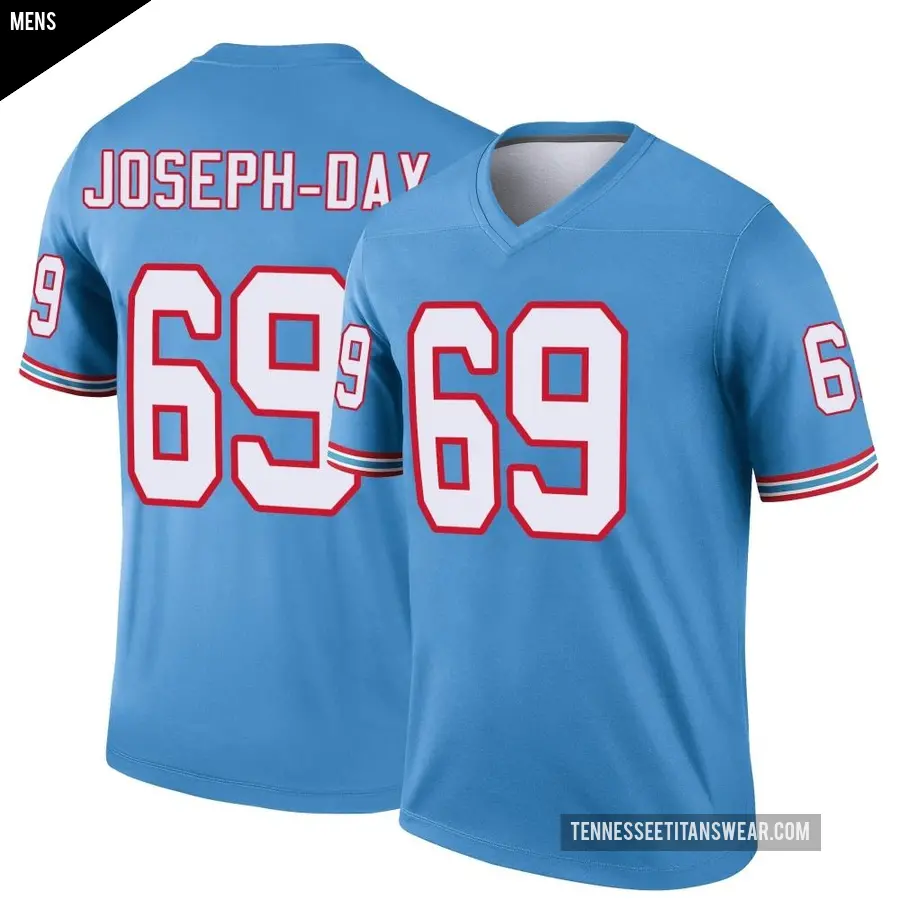 Men's Tennessee Titans ＃69 Sebastian Joseph-Day Light Blue Legend Oilers Throwback Jersey