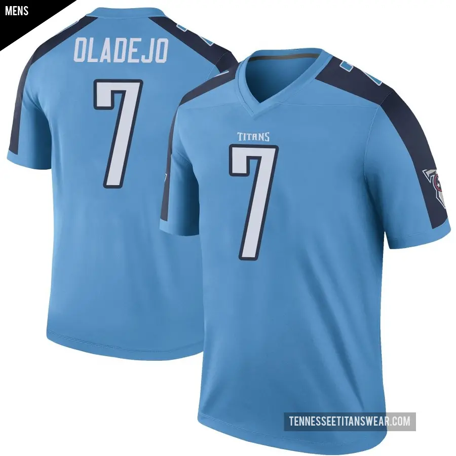 Men's Tennessee Titans ＃7 Oluwafemi Oladejo Light Blue Legend Color Rush Jersey