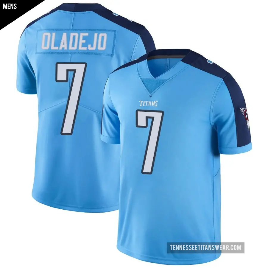 Men's Tennessee Titans ＃7 Oluwafemi Oladejo Light Blue Limited Color Rush Jersey
