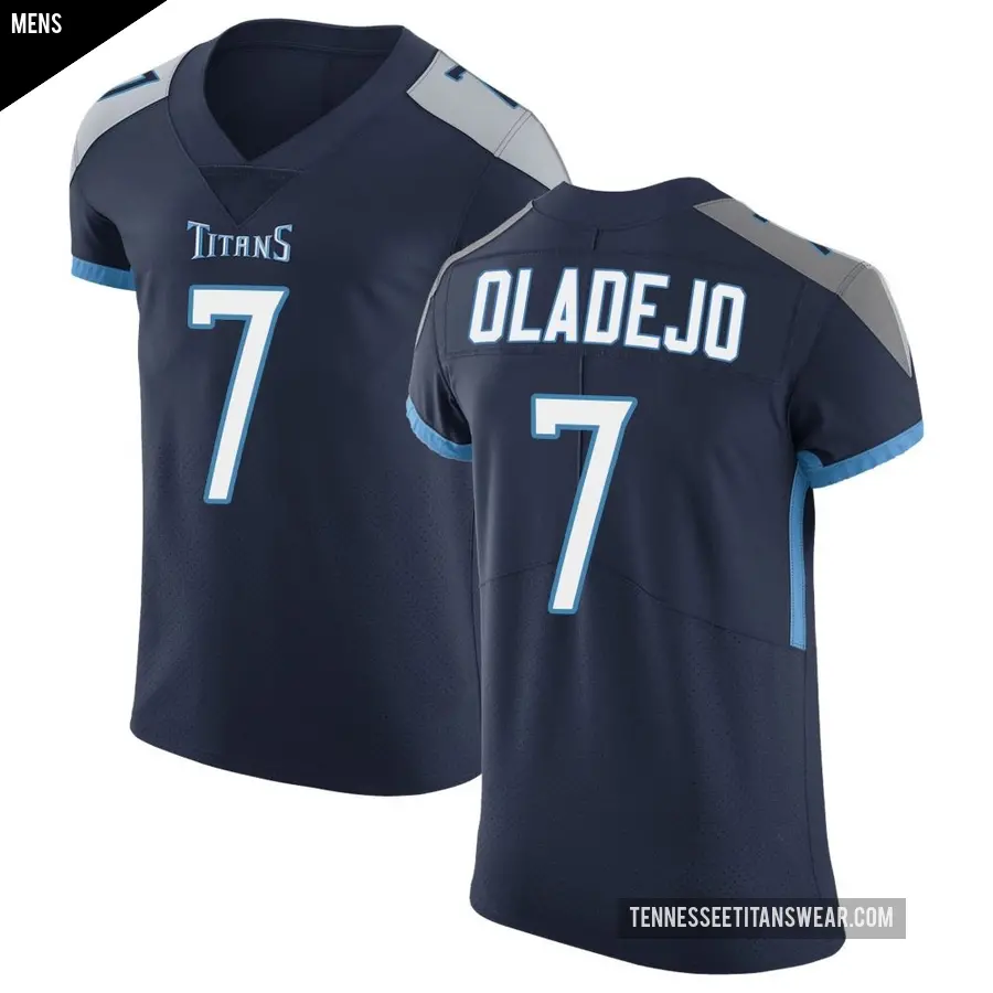 Men's Tennessee Titans ＃7 Oluwafemi Oladejo Navy Elite Vapor Untouchable Jersey