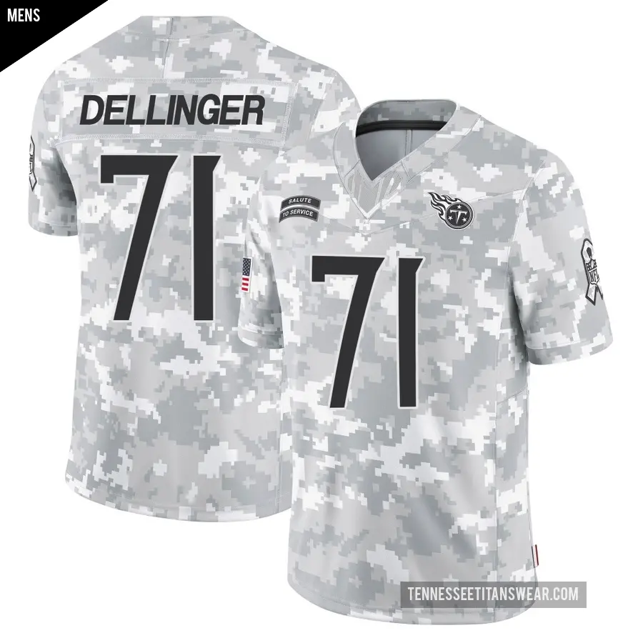 Men's Tennessee Titans ＃71 Garrett Dellinger Arctic Camo Limited 2024 Salute to Service Jersey