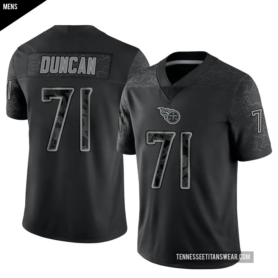 Men's Tennessee Titans ＃71 Jaelyn Duncan Black Limited Reflective Jersey