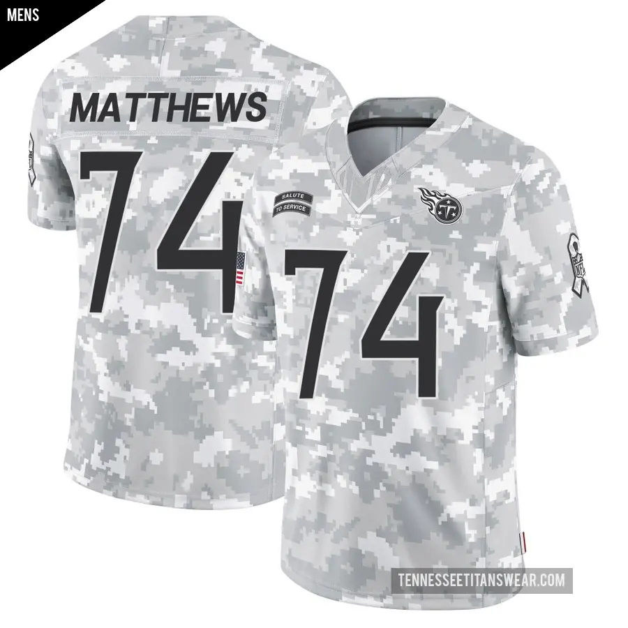Men's Tennessee Titans ＃74 Bruce Matthews Arctic Camo Limited 2024 Salute to Service Jersey