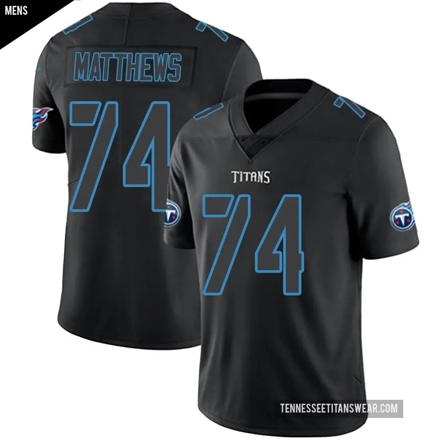 Men's Tennessee Titans ＃74 Bruce Matthews Black Impact Limited Jersey