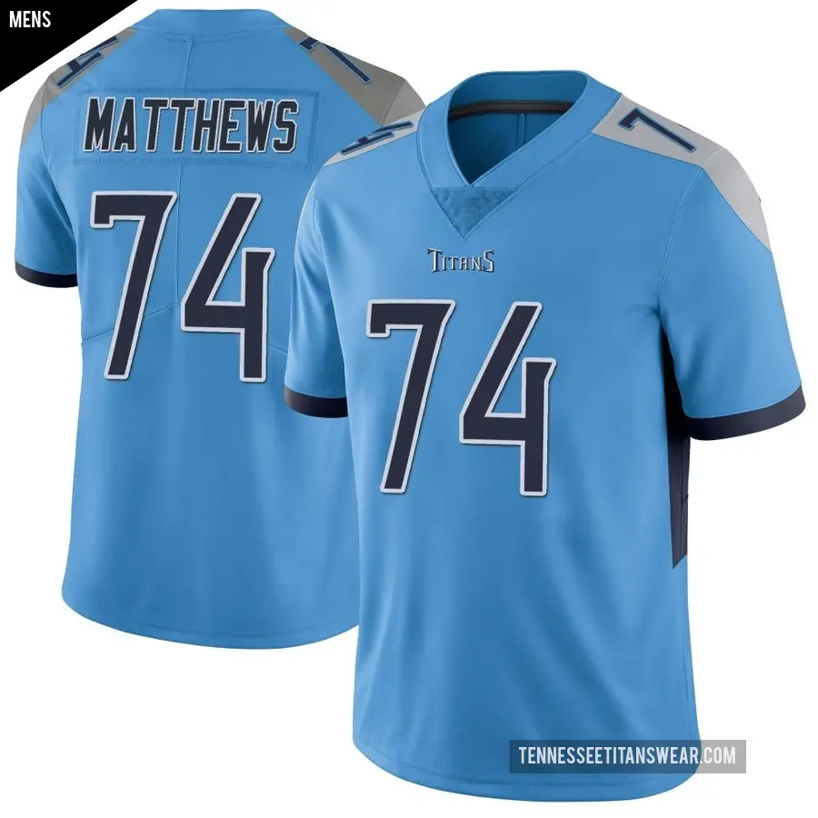 Men's Tennessee Titans ＃74 Bruce Matthews Light Blue Limited Vapor Untouchable Jersey