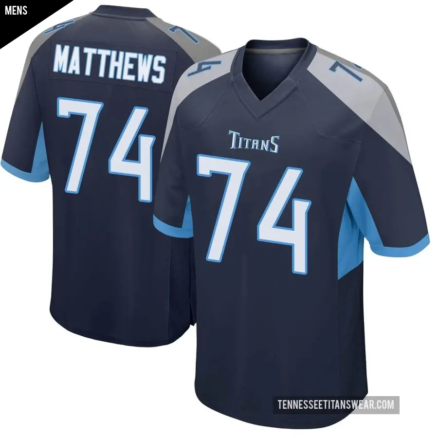 Men's Tennessee Titans ＃74 Bruce Matthews Navy Game Jersey