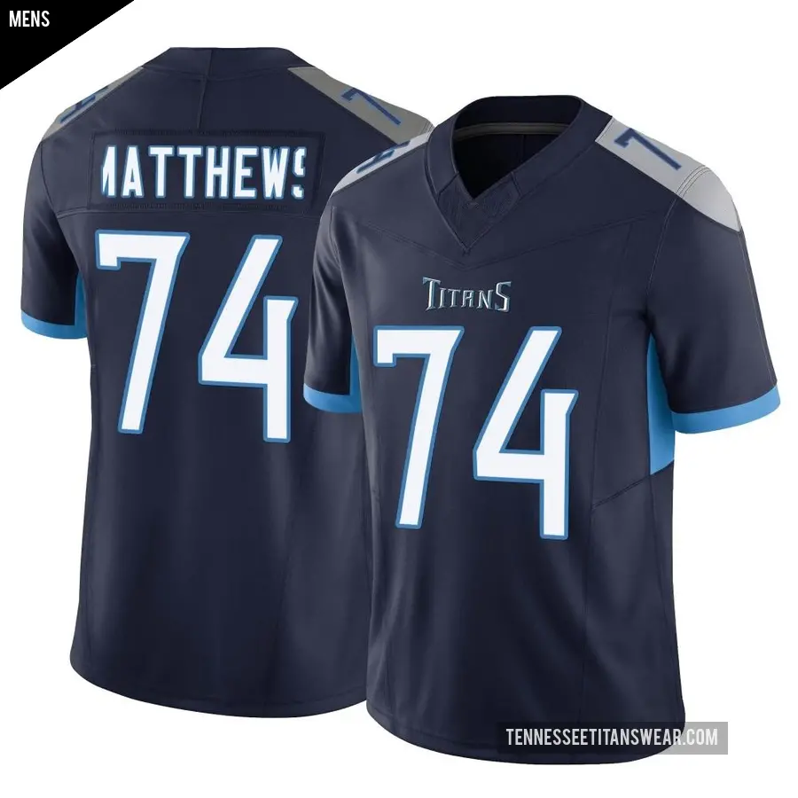 Men's Tennessee Titans ＃74 Bruce Matthews Navy Limited Vapor F.U.S.E. Jersey