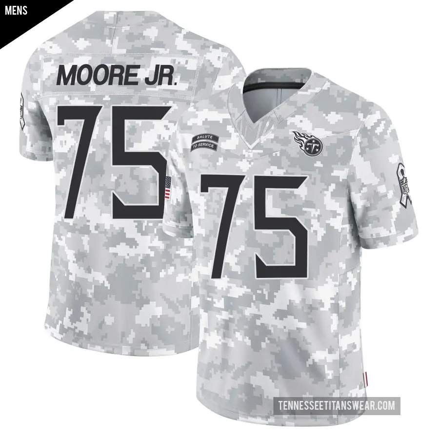 Men's Tennessee Titans ＃75 Dan Moore Jr. Arctic Camo Limited 2024 Salute to Service Jersey