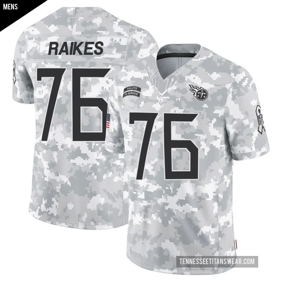 Men's Tennessee Titans ＃76 Isaiah Raikes Arctic Camo Limited 2024 Salute to Service Jersey