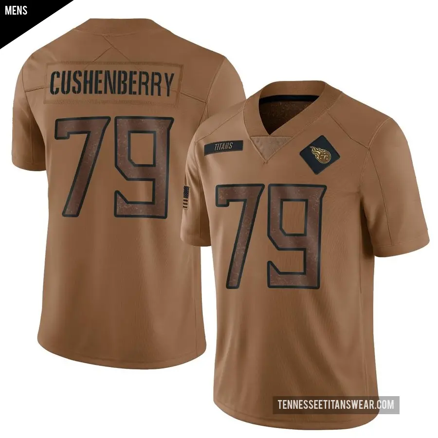 Men's Tennessee Titans ＃79 Lloyd Cushenberry III Brown Limited 2023 Salute To Service Jersey