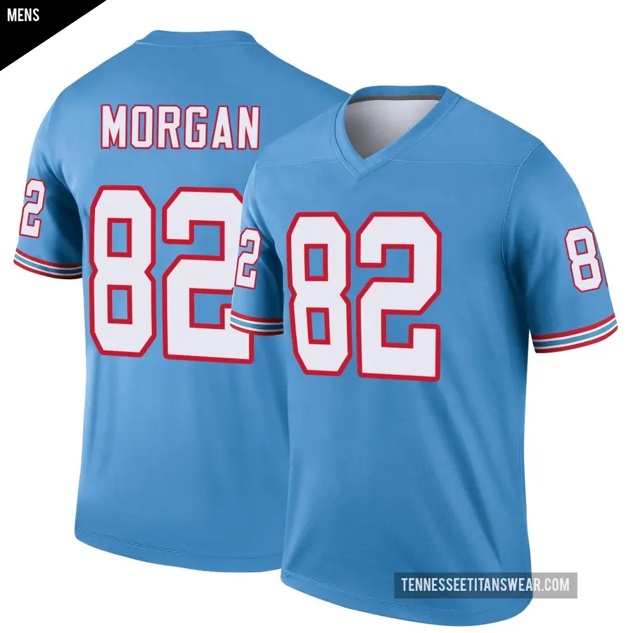 Men's Tennessee Titans ＃82 Stanley Morgan Jr. Light Blue Legend Oilers Throwback Jersey