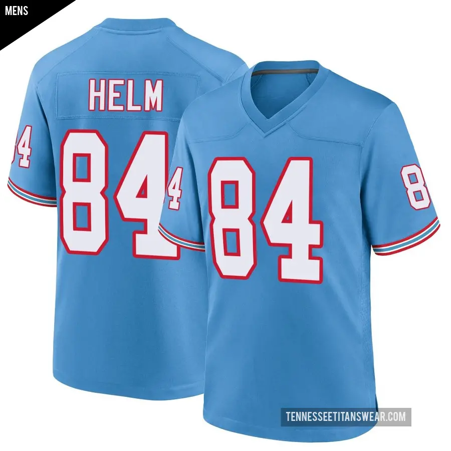 Men's Tennessee Titans ＃84 Gunnar Helm Light Blue Game Oilers Throwback Alternate Jersey