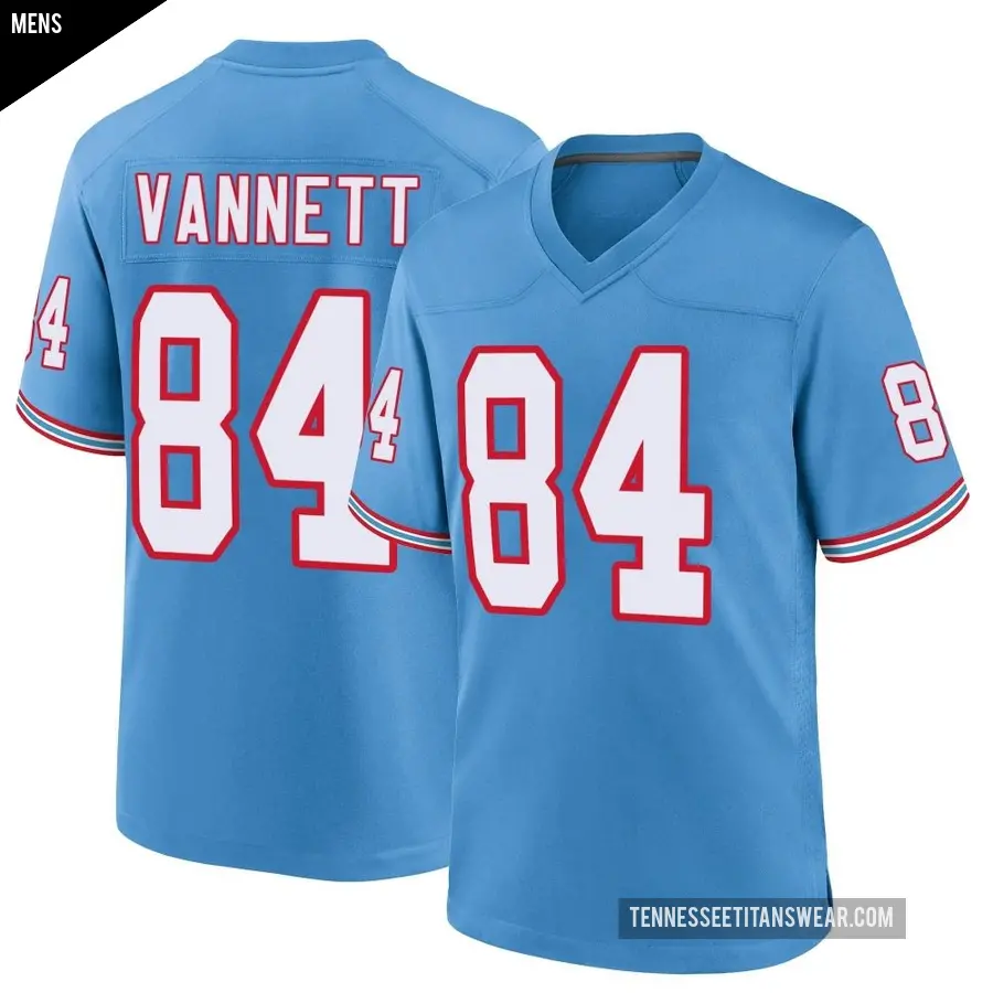 Men's Tennessee Titans ＃84 Nick Vannett Light Blue Game Oilers Throwback Alternate Jersey