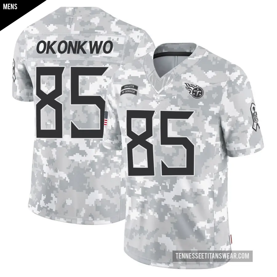 Men's Tennessee Titans ＃85 Chig Okonkwo Arctic Camo Limited 2024 Salute to Service Jersey