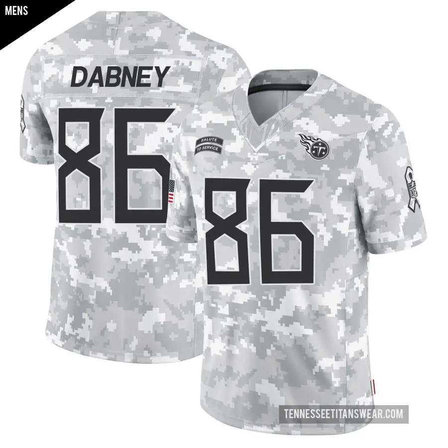 Men's Tennessee Titans ＃86 Drake Dabney Arctic Camo Limited 2024 Salute to Service Jersey