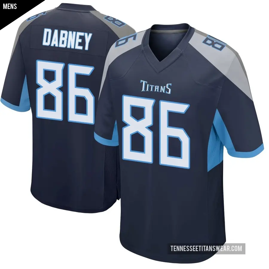 Men's Tennessee Titans ＃86 Drake Dabney Navy Game Jersey