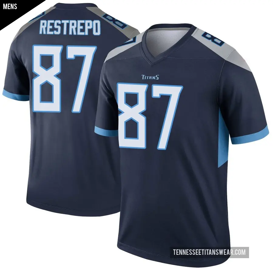 Men's Tennessee Titans ＃87 Xavier Restrepo Navy Legend Jersey