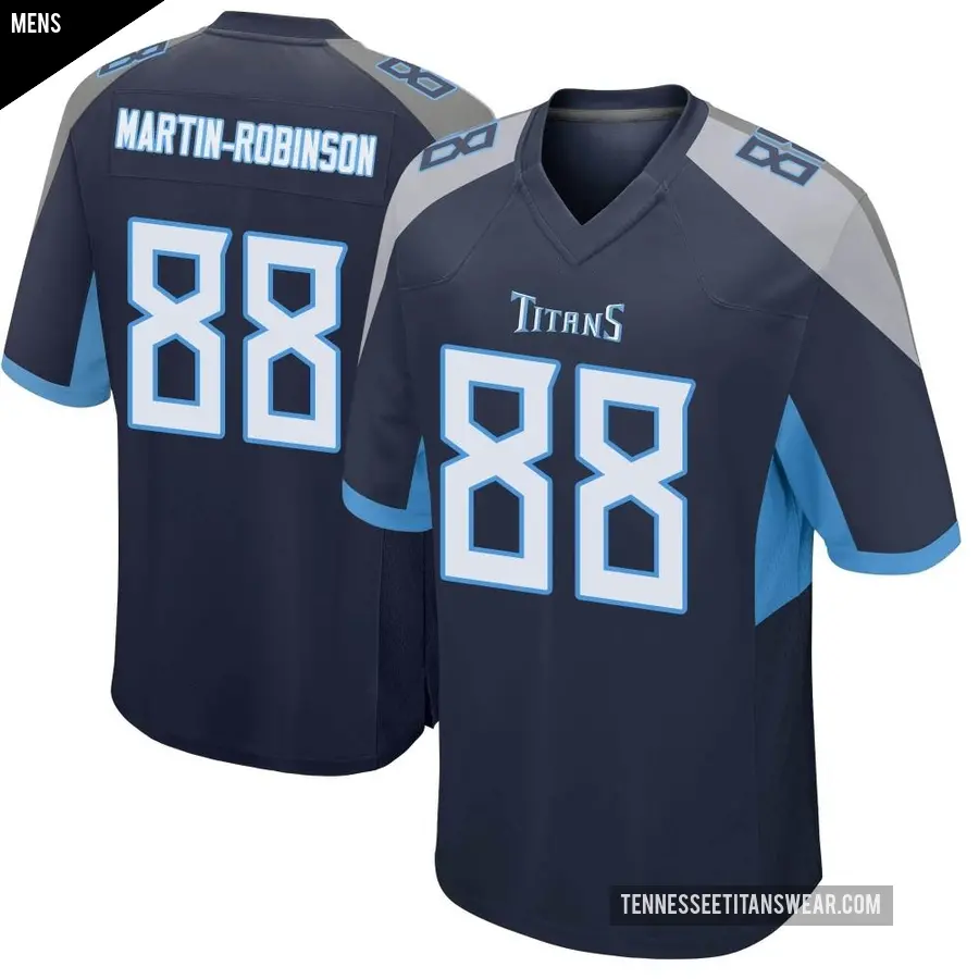 Men's Tennessee Titans ＃88 David Martin-Robinson Navy Game Jersey