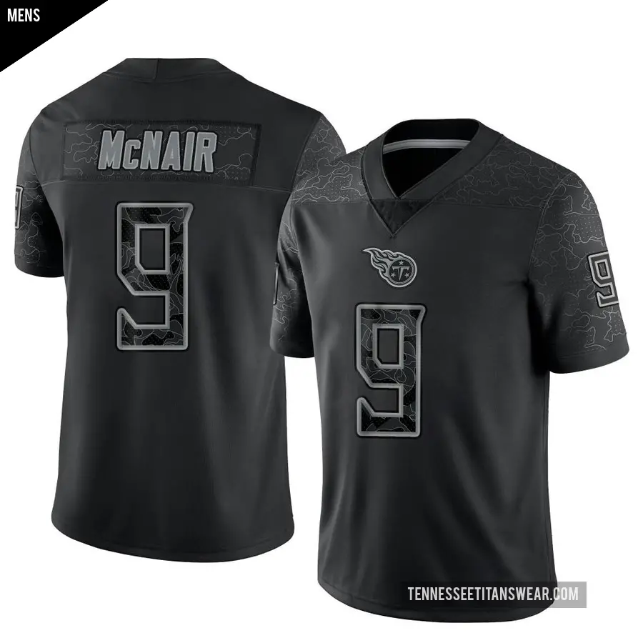 Men's Tennessee Titans ＃9 Steve McNair Black Limited Reflective Jersey