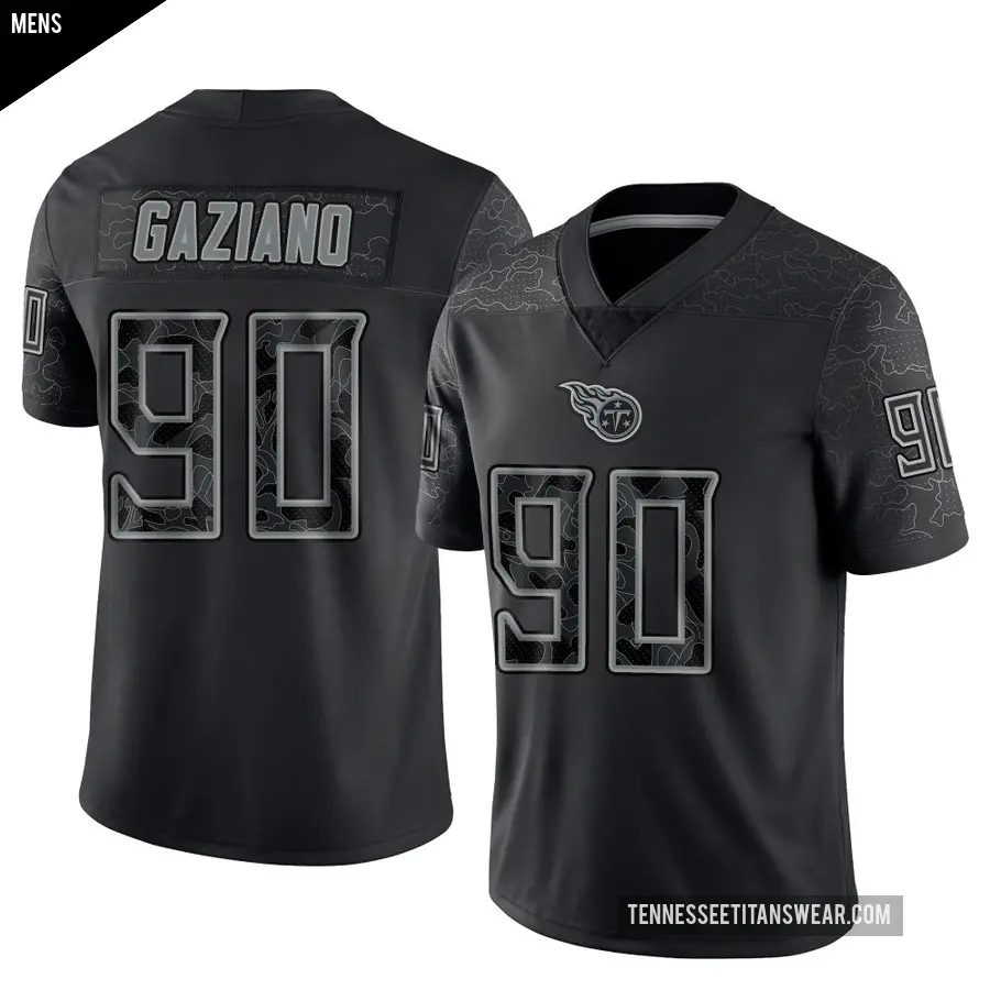 Men's Tennessee Titans ＃90 Joe Gaziano Black Limited Reflective Jersey