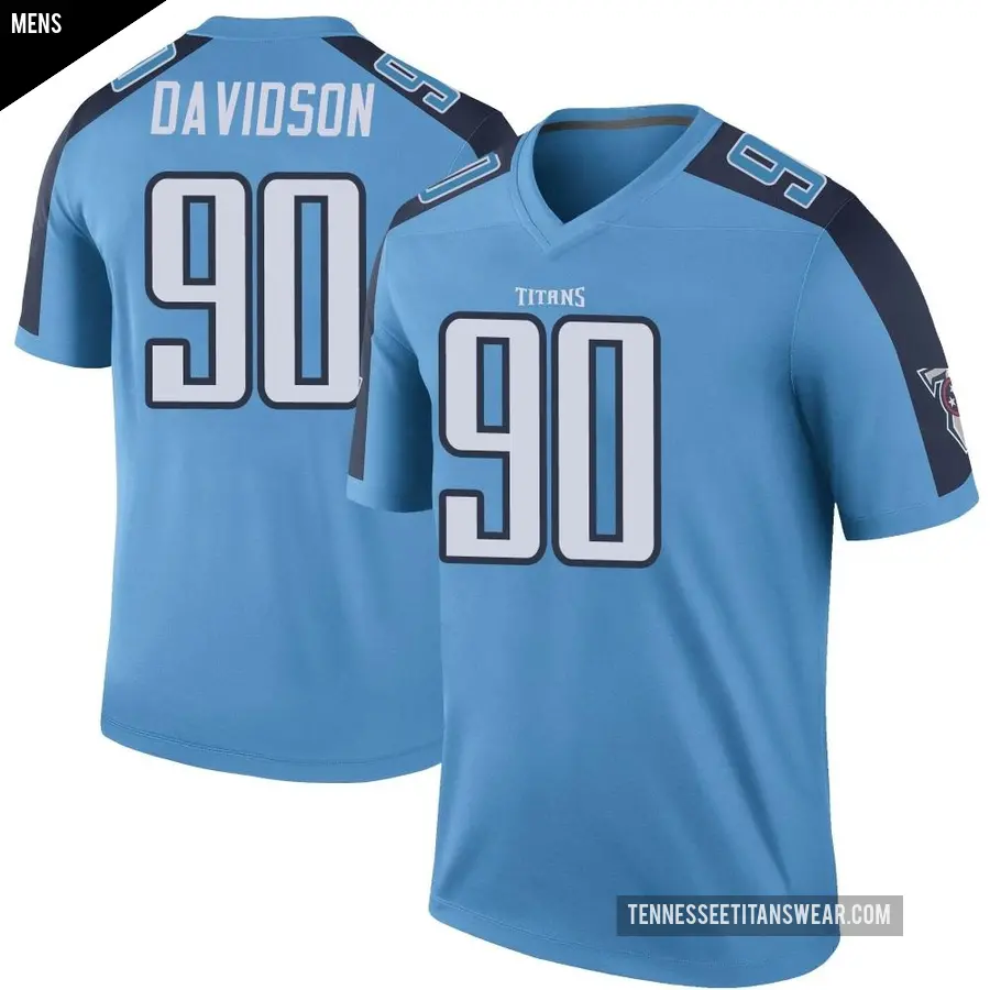 Men's Tennessee Titans ＃90 Marlon Davidson Light Blue Legend Color Rush Jersey