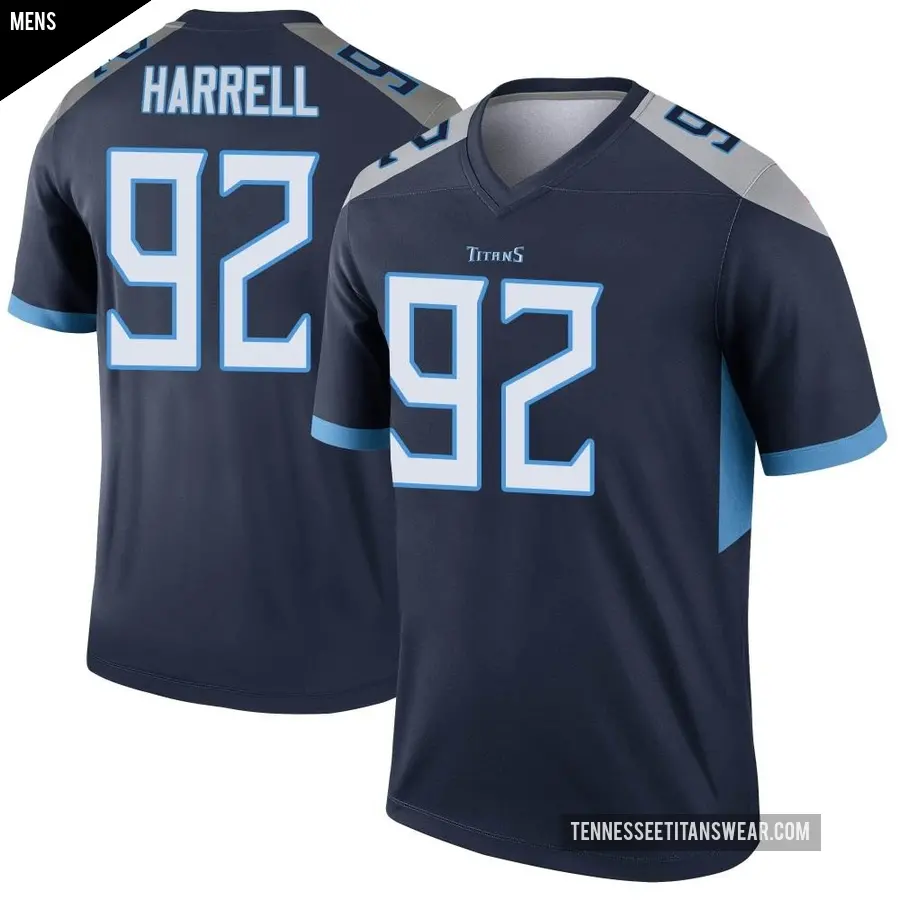 Men's Tennessee Titans ＃92 Jaylen Harrell Navy Legend Jersey