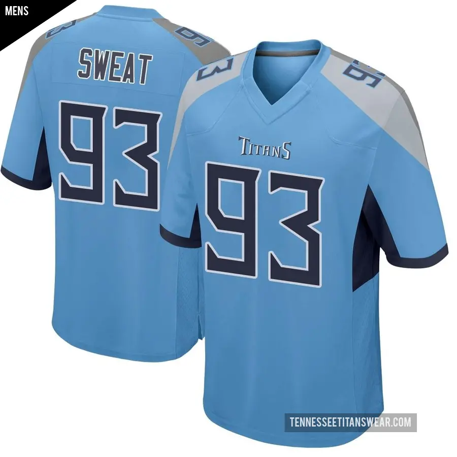 Men's Tennessee Titans ＃93 T'Vondre Sweat Light Blue Game Jersey