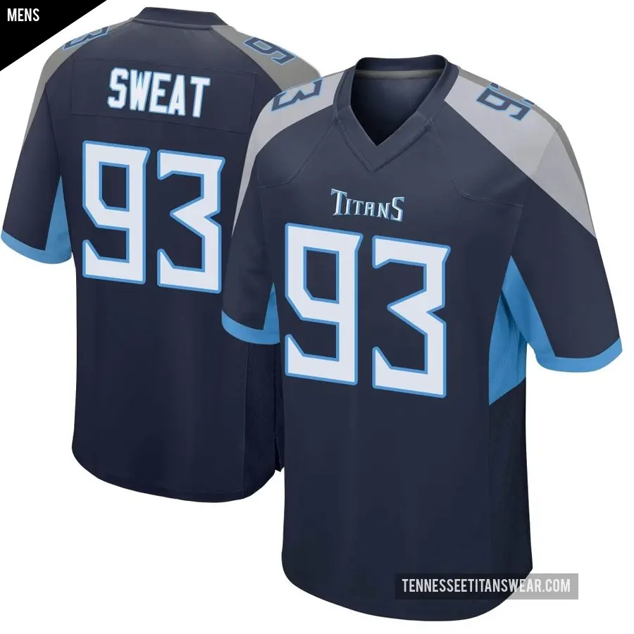 Men&#039;s Tennessee Titans &#65283;93 T&#039;Vondre Sweat Navy Game Jersey