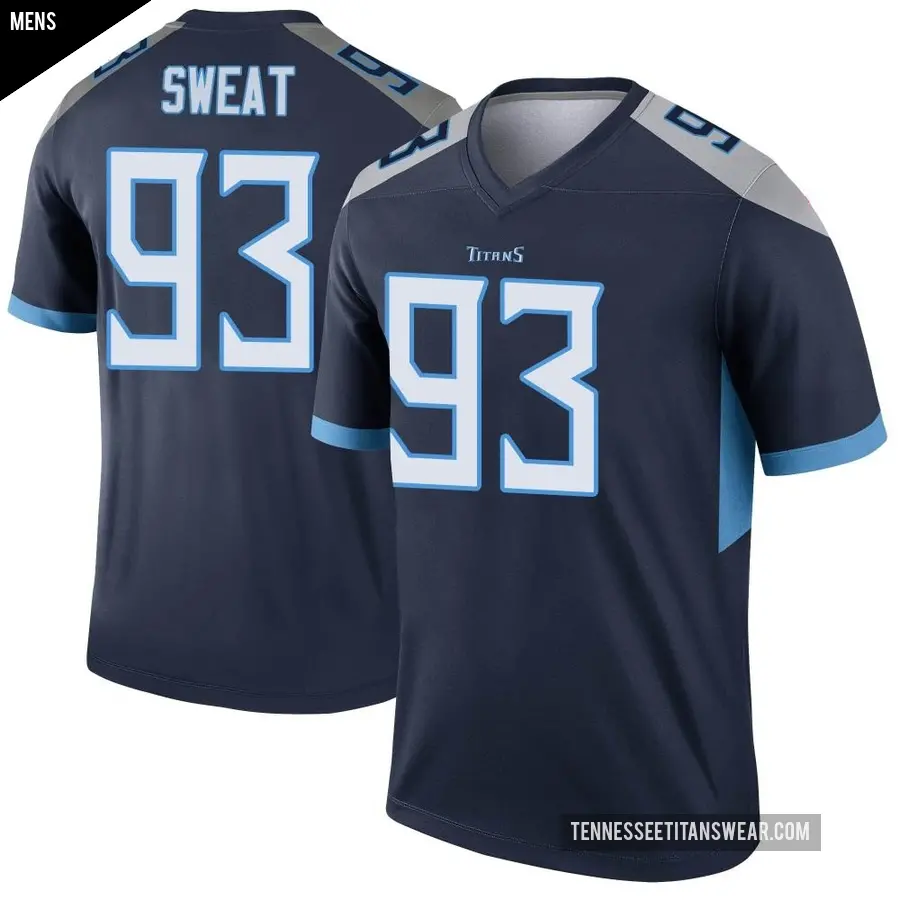 Men's Tennessee Titans ＃93 T'Vondre Sweat Navy Legend Jersey